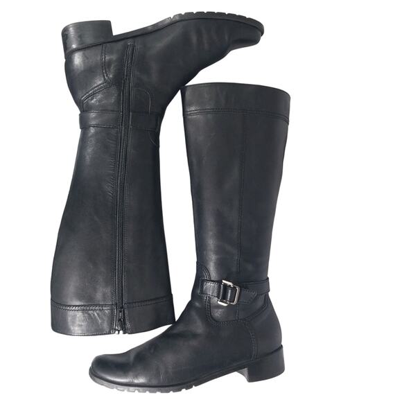 WHAT'S WHAT! BLACK GENUINE LEATHER ANKLE STRAP & BUCKLE WESTERN CUT BOOTS! SZ 8M - Picture 9 of 11